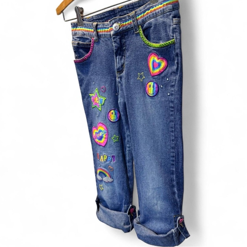Lisa Frank Girls Sz 7 Vintage Colorful  Flare Jeans Vintage Y2K Boot Cut Rare - Picture 8 of 9